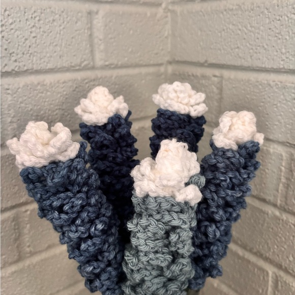 6 handmade Crochet Bluebonnets - Picture 2 of 2